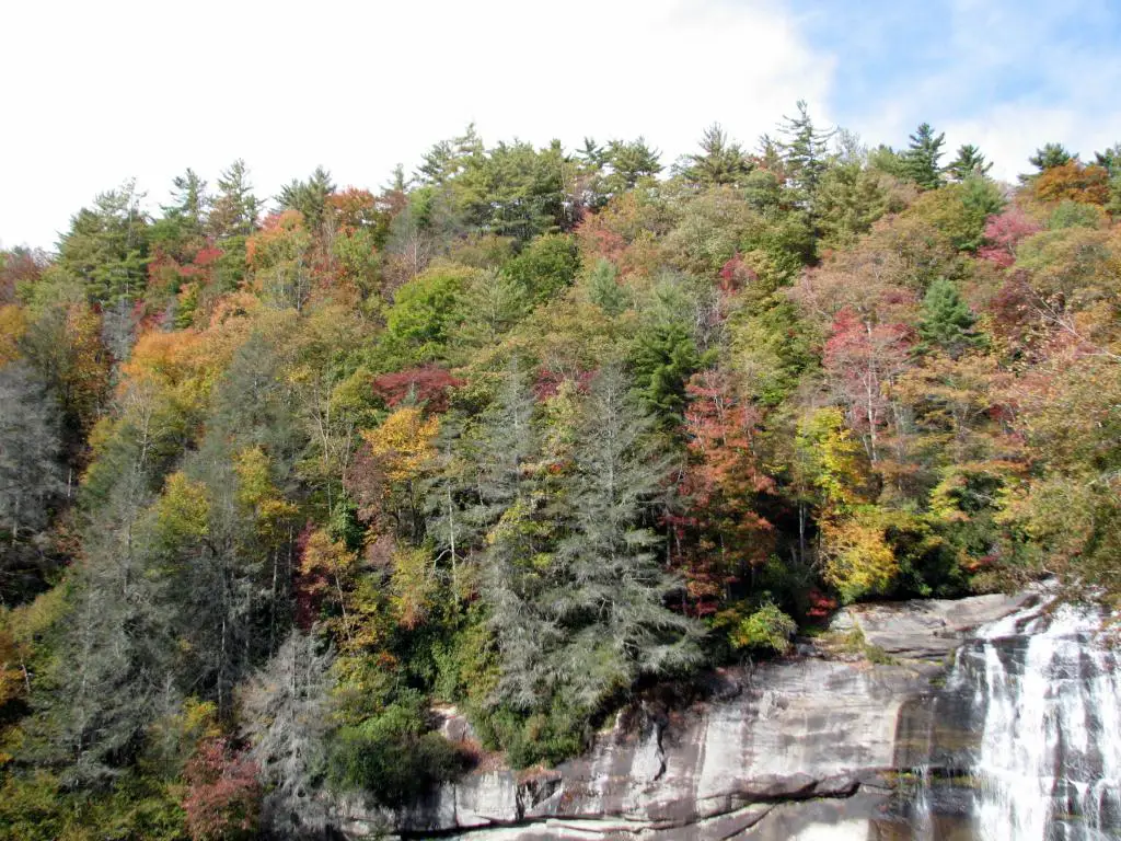 Colores de otoño cerca de una cascada y un desfiladero en la región de Transilvania en Rumania