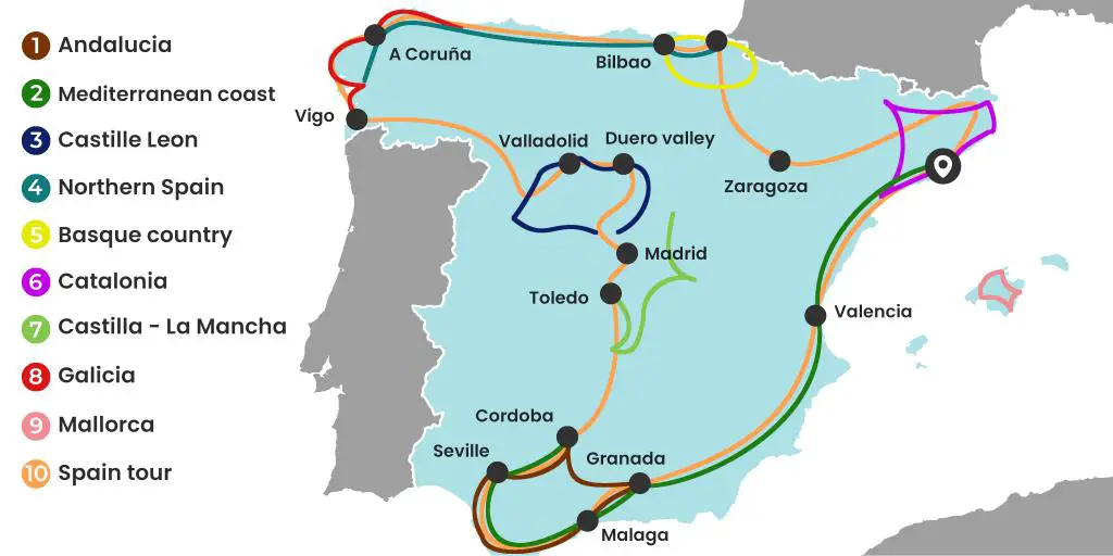10 mejores viajes por carretera en España - mapa completo de todas las rutas