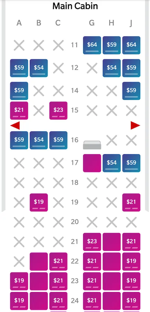 Mapa de asientos de Hawaiian Airlines