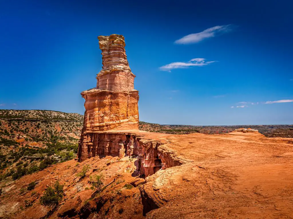 El famoso Lighthouse Rock en el Parque Estatal Palo Duro Canyon, Texas