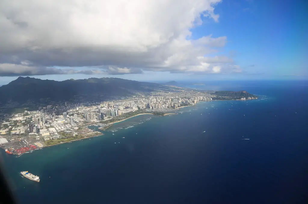 Vista aérea de Honolulu y Waikiki