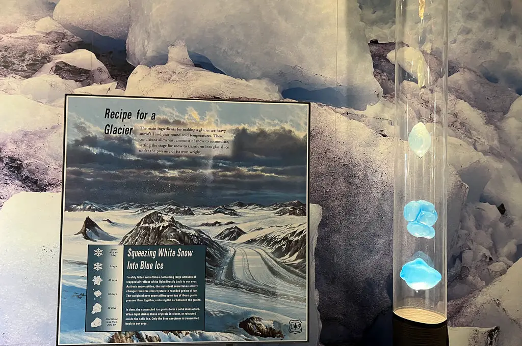 Exposición del centro de visitantes del glaciar Mendenhall