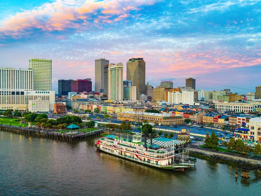 Antena del horizonte del centro de Nueva Orleans, Luisiana, EE.UU.