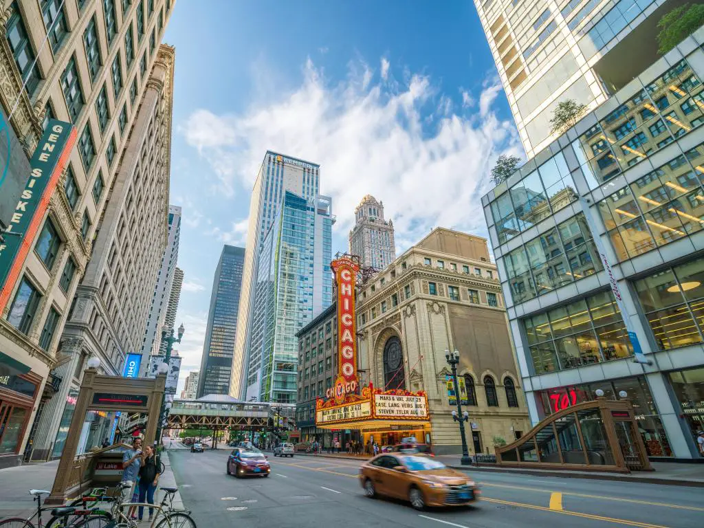 El famoso Teatro de Chicago en State Street el 20 de junio de 2016 en Chicago, Illinois