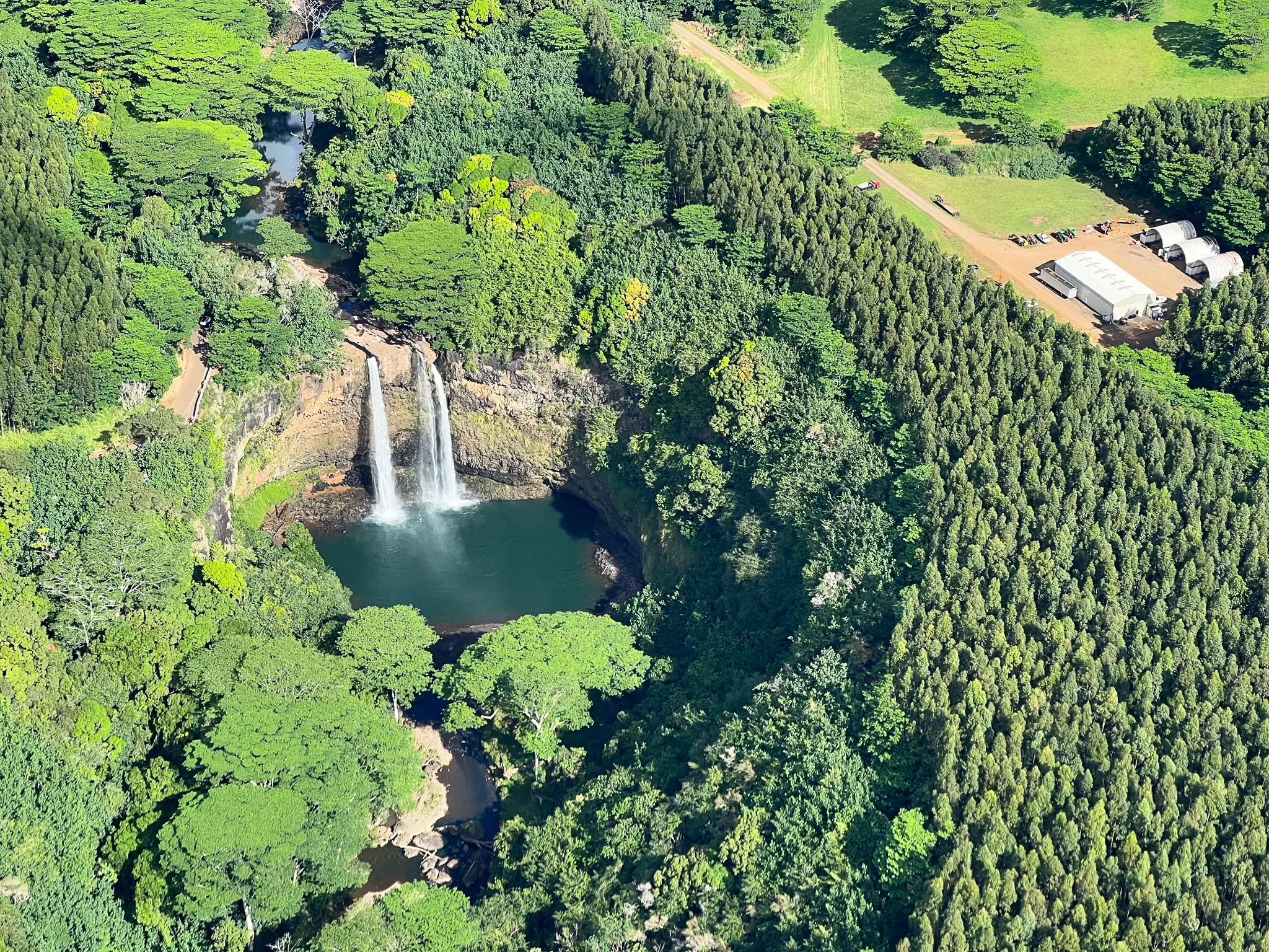 Wailua Falls desde helicóptero