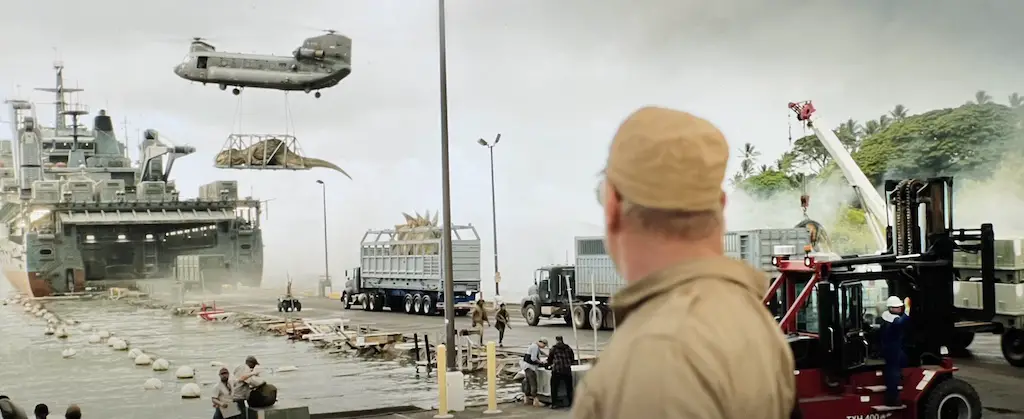He'eia Kea Harbour, cargando dinosaurios Jurassic World: escena de la película Fallen Kingdom.