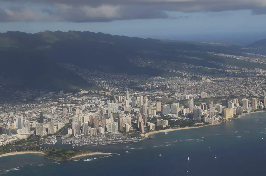 Vista aérea de Honolulu y Waikiki