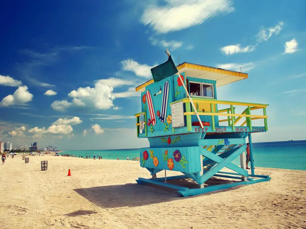 South Beach en Miami Florida en un día soleado.