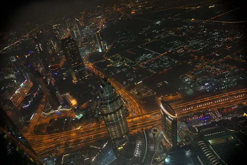Burj Khalifa Dubai vista de noche Plataforma de observación Burj Khalifa