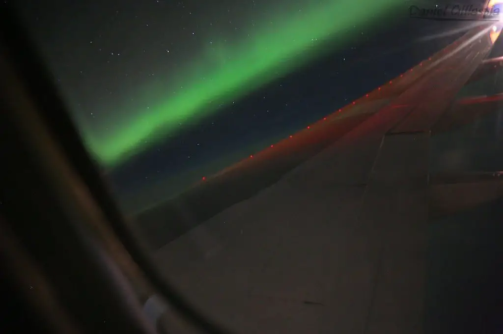 Aurora boreal desde avión