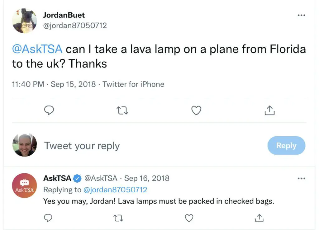 ¿Puedes llevar una lámpara en un avión? (Reglas de la TSA)