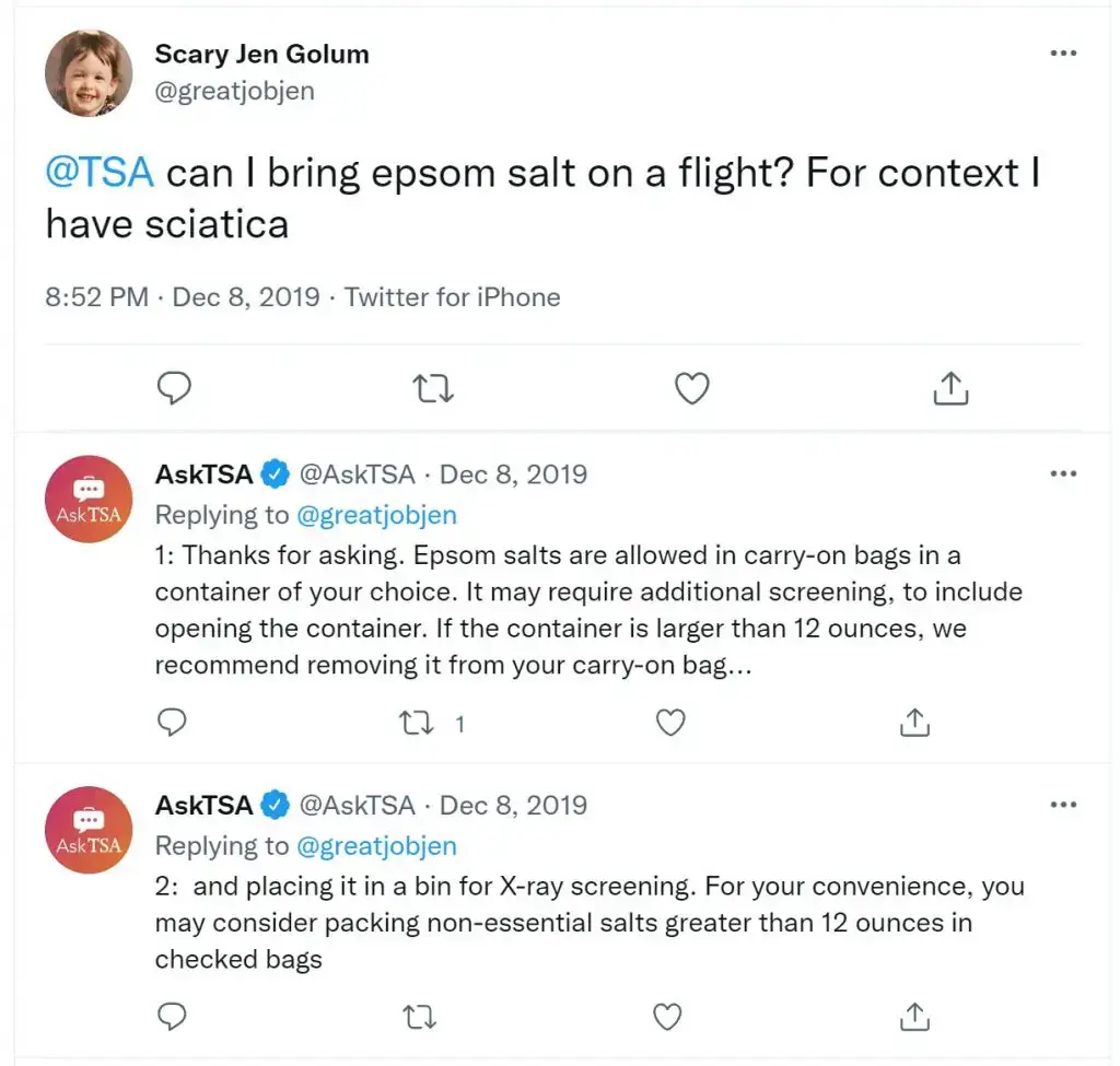 ¿Se puede llevar sal en un avión?
