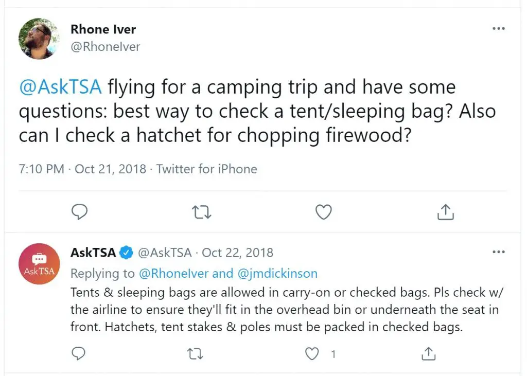 Volar con equipo de camping: ¿Puedes llevar una tienda de campaña, postes y clavijas en un avión? (Reglas de la TSA)