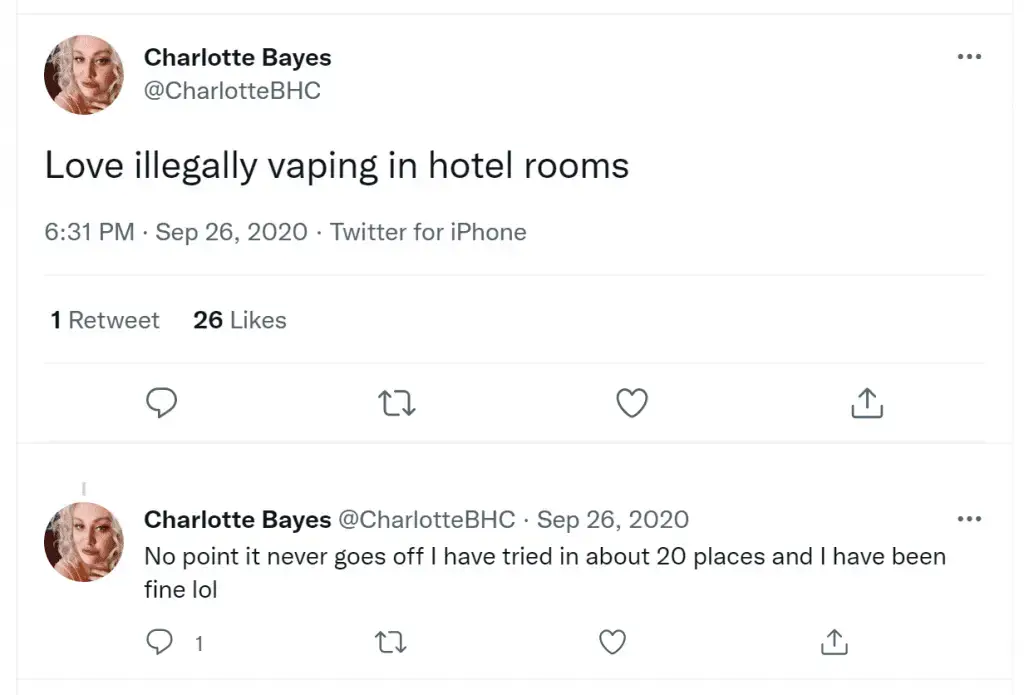 ¿Se puede vapear en una habitación de hotel para no fumadores?