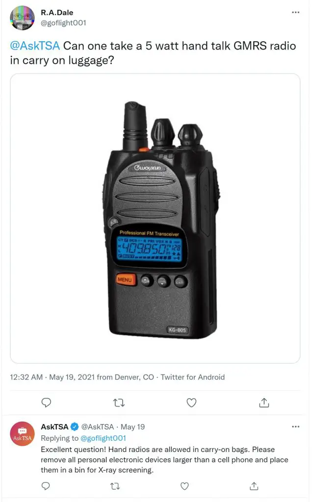 ¿Puedes llevar walkie talkies en un avión? (Reglas de la TSA)