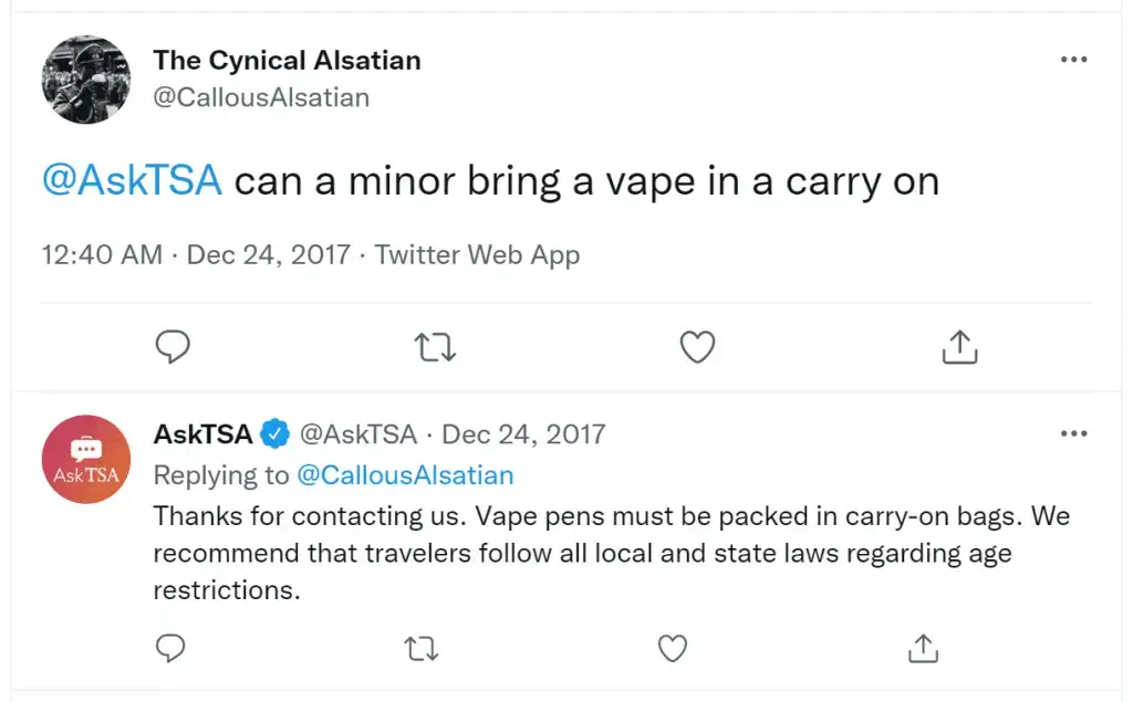 ¿Puedes llevar un vaporizador en un avión siendo menor de 21 años? (Reglas de la TSA)
