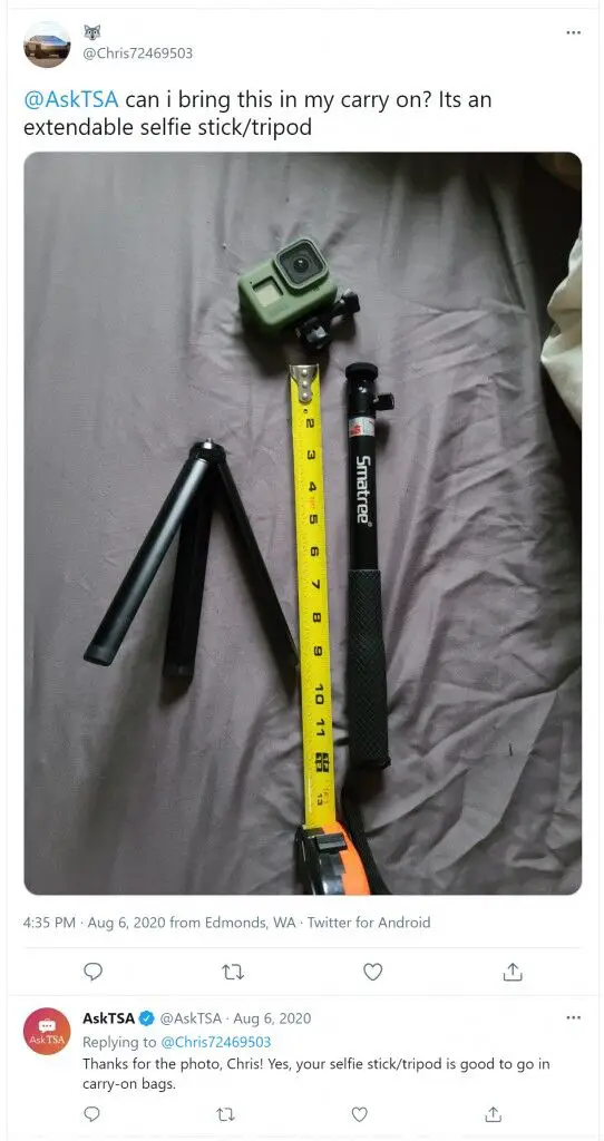 ¿Puedes llevar un selfie stick en un avión?