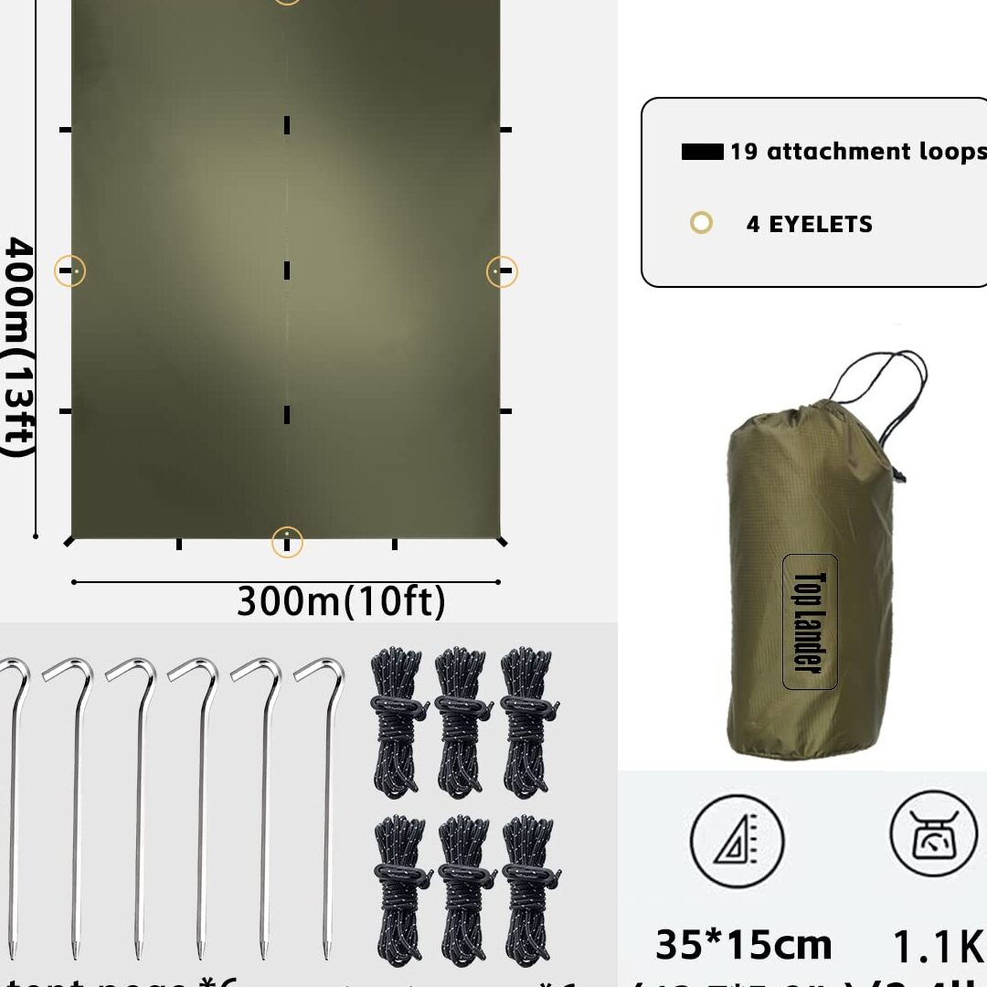 Amazon.com: Lona ligera para acampar impermeable PU 3000 UV50+ ...