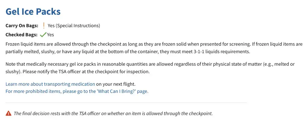 ¿Puedes llevar bolsas de hielo en un avión? (Reglas de la TSA)