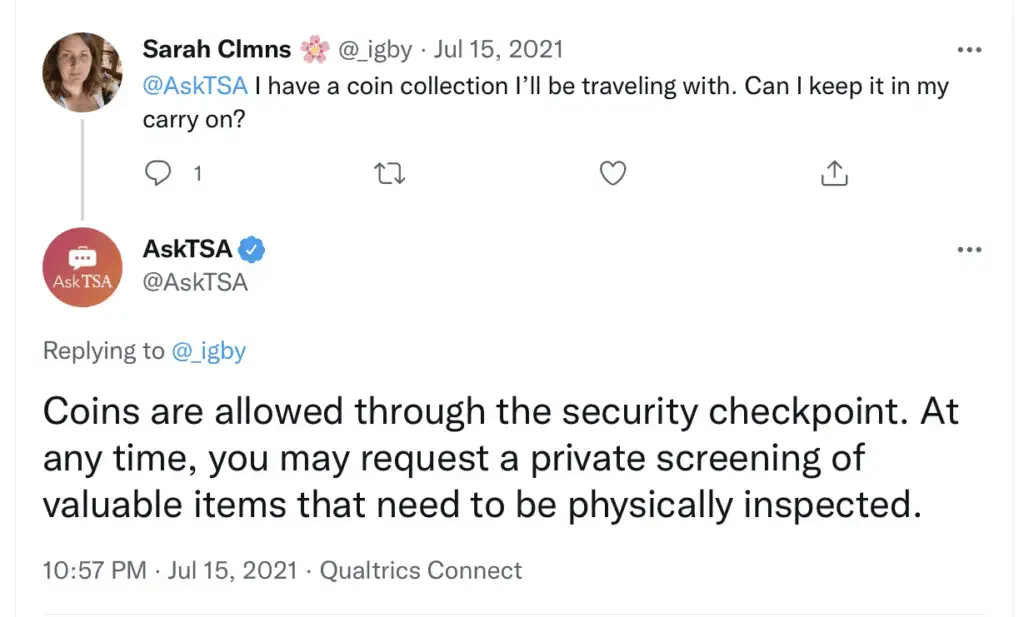¿Puedes llevar monedas en un avión? (Reglas de la TSA)