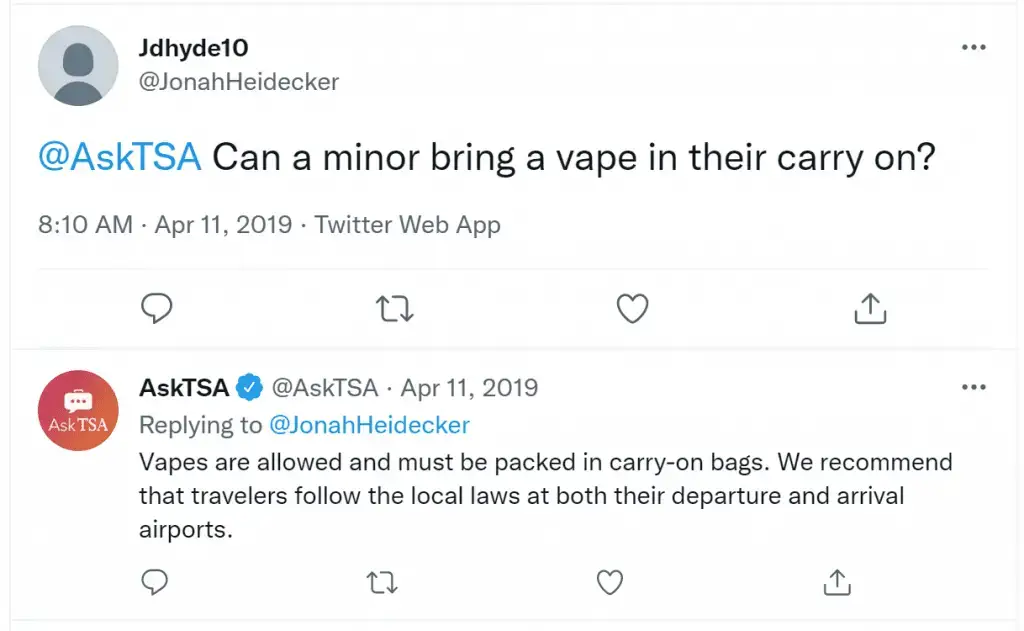 ¿Puedes llevar un vaporizador en un avión siendo menor de 21 años? (Reglas de la TSA)