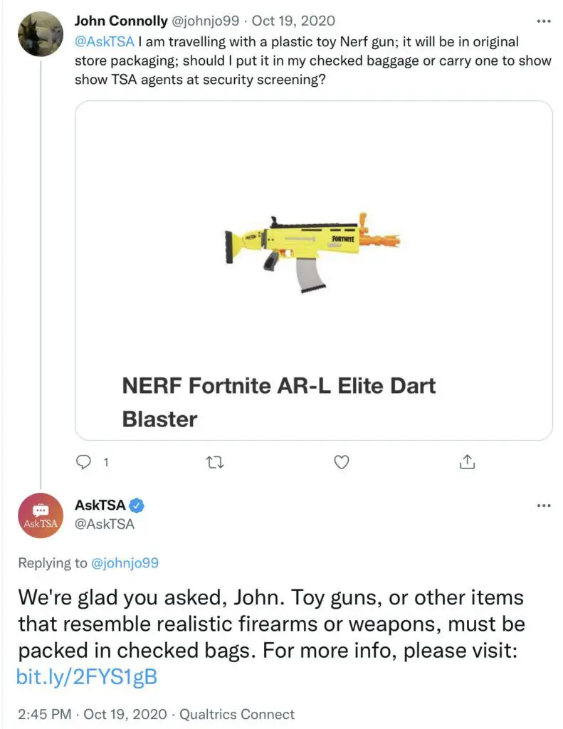 ¿Puedes llevar una pistola Nerf o pistolas de juguete en un avión?