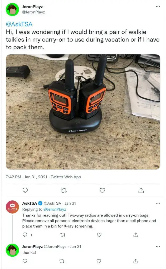 ¿Puedes llevar walkie talkies en un avión? (Reglas de la TSA)