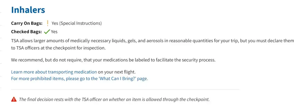 ¿Se puede llevar un inhalador en un avión? (Reglas de asma de la TSA)