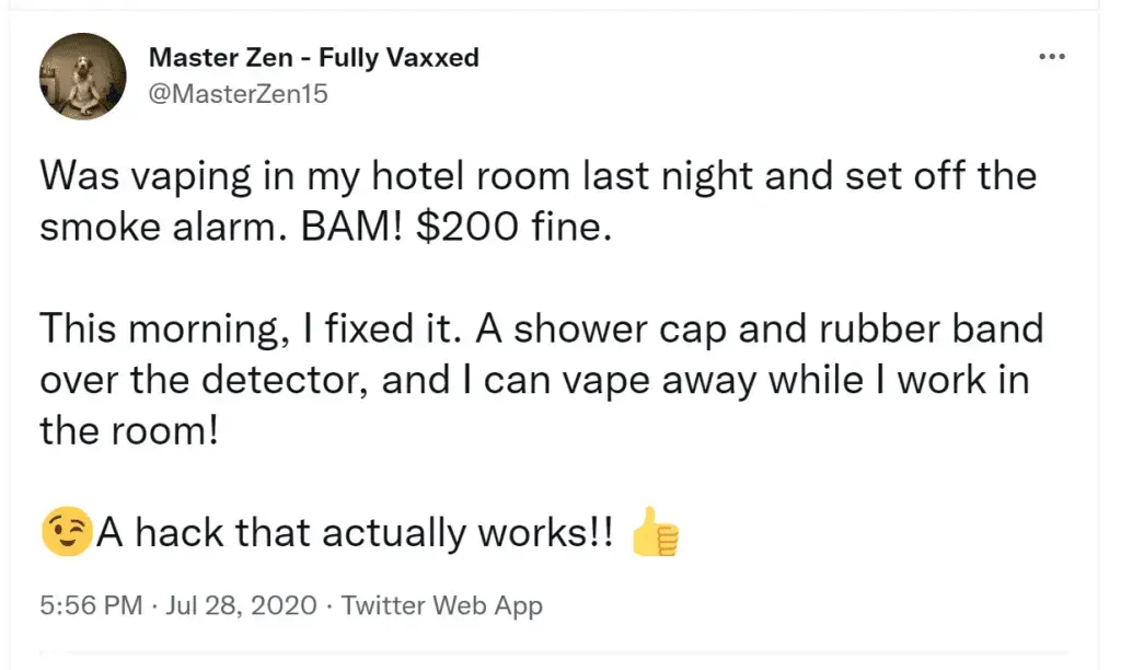 ¿Se puede vapear en una habitación de hotel para no fumadores?